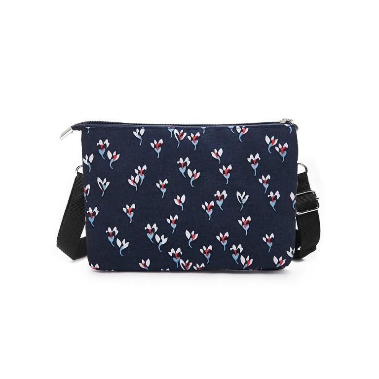 B.S.D.S冰山袋鼠 - 楓糖瑪芝 - 橫式三層斜背小包 - 花卉黑【003KF】