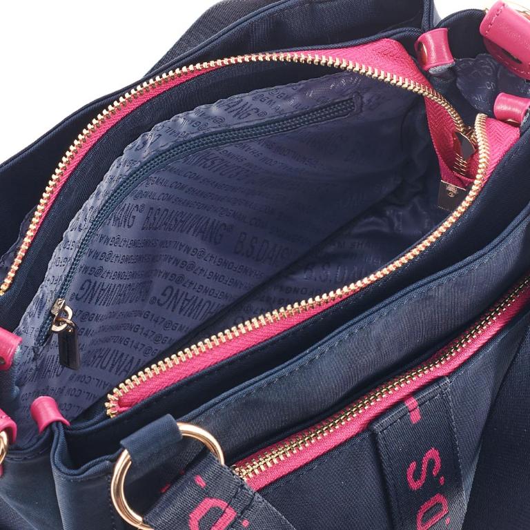 B.S.D.S冰山袋鼠 - 非常莓好 - 織帶拼接手提兩用包 - 紅磚黑【8012-KR】