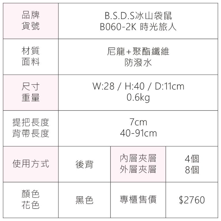 B.S.D.S冰山袋鼠 - 時光旅人 - 知性大容量附插袋後背包 - 黑色【B060-2K】