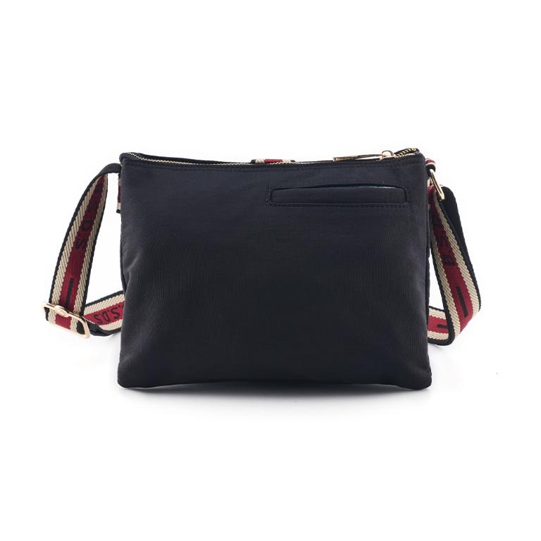 B.S.D.S冰山袋鼠 - 非常莓好 - 織帶拼接三層收納斜背包 - 紅磚黑【8003-KR】