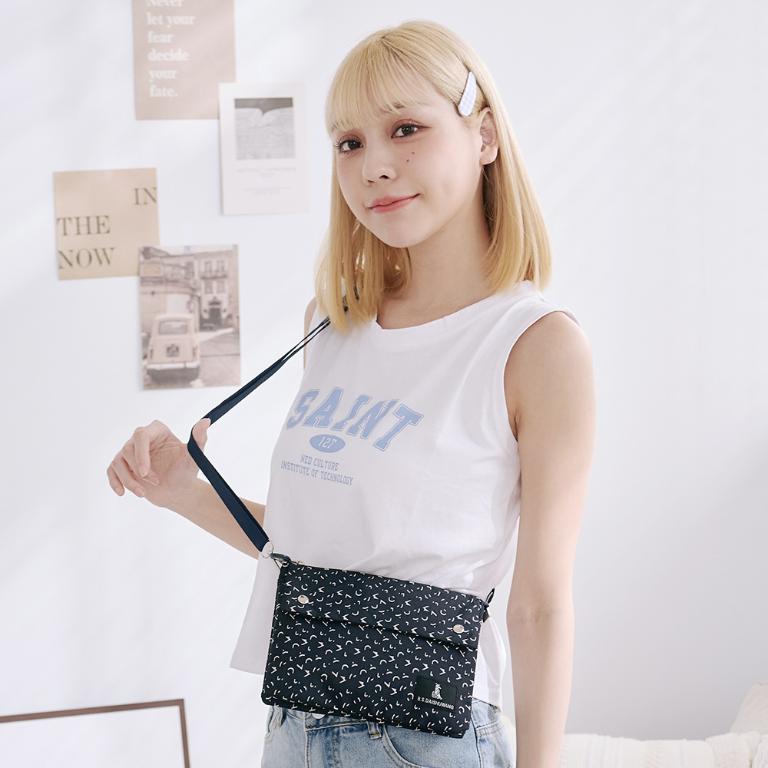 B.S.D.S冰山袋鼠 - 楓糖瑪芝 - 橫式三層斜背小包 - 幾何藍【003BB】