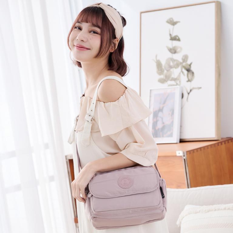 B.S.D.S冰山袋鼠 - 時光旅人 - 知性休閒多隔層斜背包 - 淡紫色【B0025-2PR】
