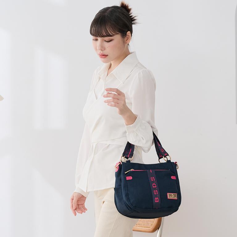 B.S.D.S冰山袋鼠 - 非常莓好 - 織帶拼接手提兩用包 - 莓果藍【8012-BP】