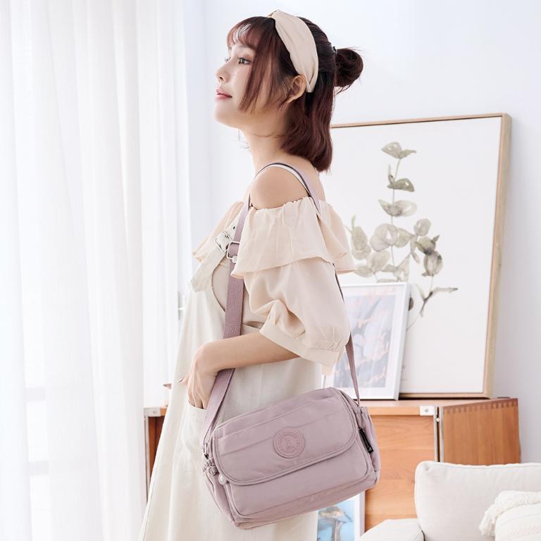 B.S.D.S冰山袋鼠 - 時光旅人 - 知性休閒多隔層斜背包 - 淡紫色【B0025-2PR】
