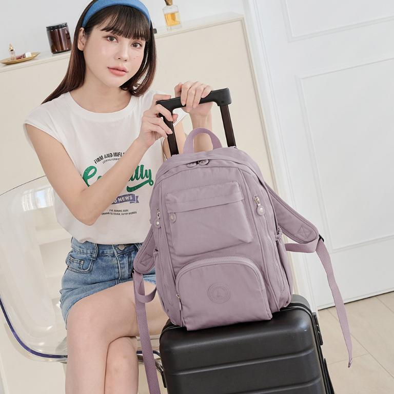 B.S.D.S冰山袋鼠 - 時光旅人 - 知性大容量附插袋後背包 - 淡紫色【B060-2PR】