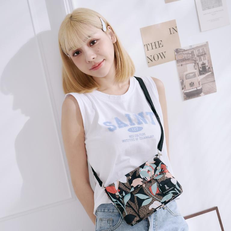 B.S.D.S冰山袋鼠 - 楓糖瑪芝 - 橫式三層斜背小包 - 熱帶雨林【003RF】