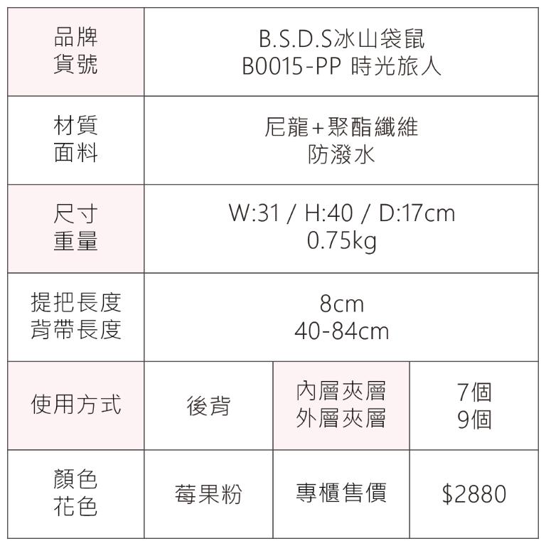 B.S.D.S冰山袋鼠 - 時光旅人 - 知性加大款附插袋後背包 - 莓果粉【B0015-PP】