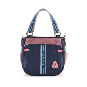 B.S.D.S冰山袋鼠 - 非常莓好 - 織帶拼接手提兩用包 - 甜粉藍【7012-BP】