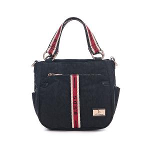 B.S.D.S冰山袋鼠 - 非常莓好 - 織帶拼接手提兩用包 - 紅磚黑【8012-KR】