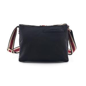 B.S.D.S冰山袋鼠 - 非常莓好 - 織帶拼接三層收納斜背包 - 紅磚黑【8003-KR】