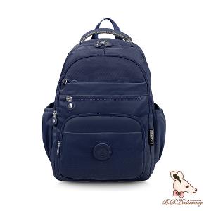 B.S.D.S冰山袋鼠 - 時光旅人 - 知性大容量附插袋胸扣後背包 - 藍色【B1810-B】