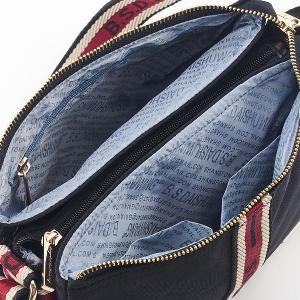 B.S.D.S冰山袋鼠 - 非常莓好 - 織帶拼接三層收納斜背包 - 紅磚黑【8003-KR】