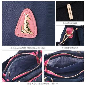 B.S.D.S冰山袋鼠 - 非常莓好 - 織帶拼接手提兩用包 - 甜粉藍【7012-BP】