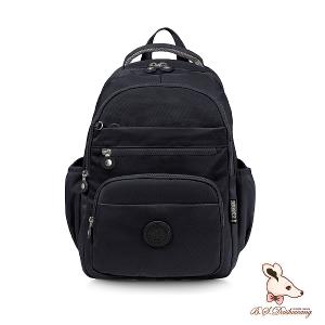 B.S.D.S冰山袋鼠 - 時光旅人 - 知性大容量附插袋胸扣後背包 - 黑色【B1810-K】