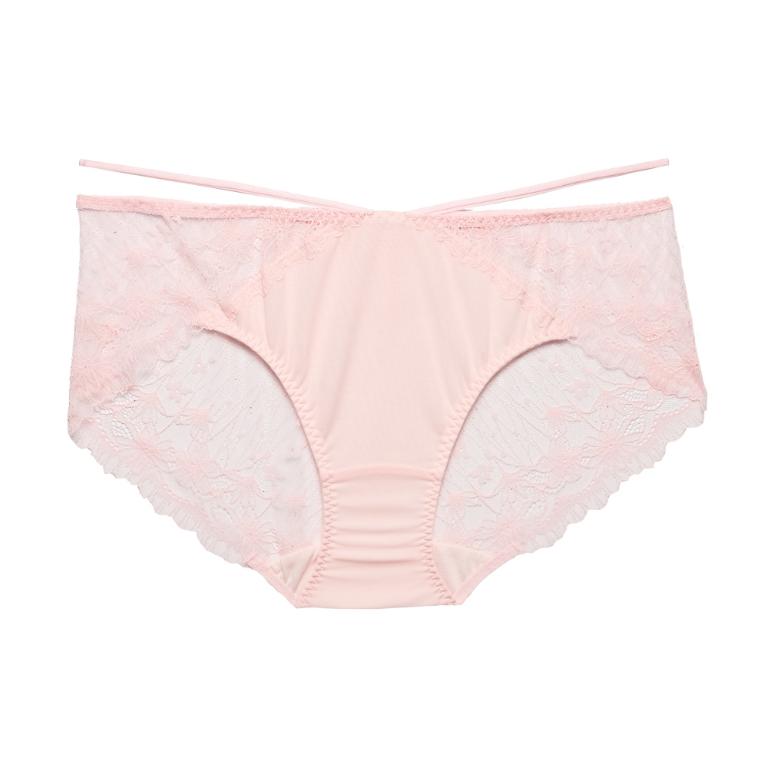 莎薇-SAVVY21 M-LL中低腰交叉織帶三角褲(粉) 搭配內褲