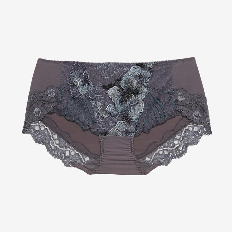 莎露-優雅系列 M-LL中低腰平口褲(松石灰) 搭配內褲