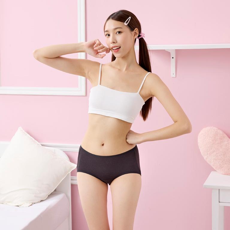 嬪婷-生理褲 M-LL中低腰小平口日間生理褲(極簡黑) 
