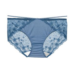 莎薇-SAVVY21 M-LL中低腰交叉織帶三角褲(藍) 搭配內褲