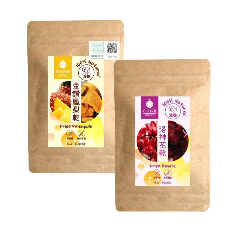 日日好菓 後山酸甜  (低糖鳳梨乾60g x2+低糖洛神花乾60g x1)