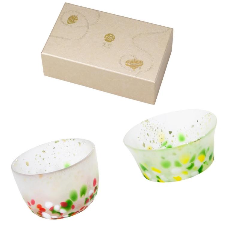 日本津輕 南天&福壽草旋轉清酒杯對杯組/1組