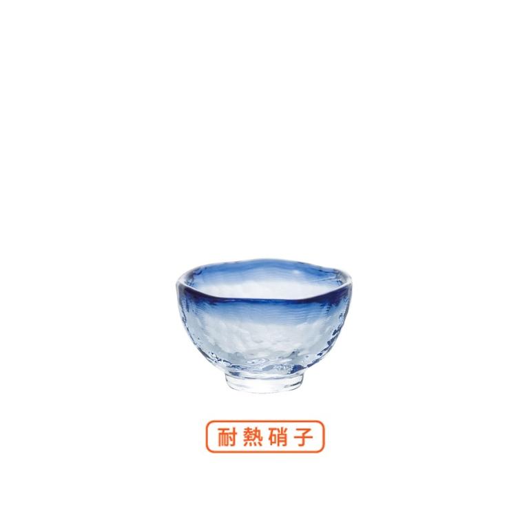 日本津輕 手作藍色耐熱清酒杯-40ml/3入