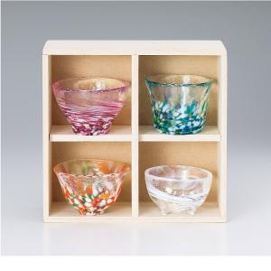 日本津輕 手作四季清酒杯禮盒組(含木盒)/1組