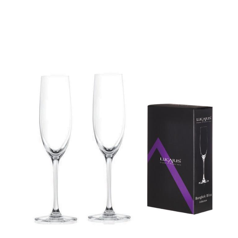 Lucaris 曼谷系列無鉛水晶香檳酒杯-180ml(2入方形禮盒組)/1組