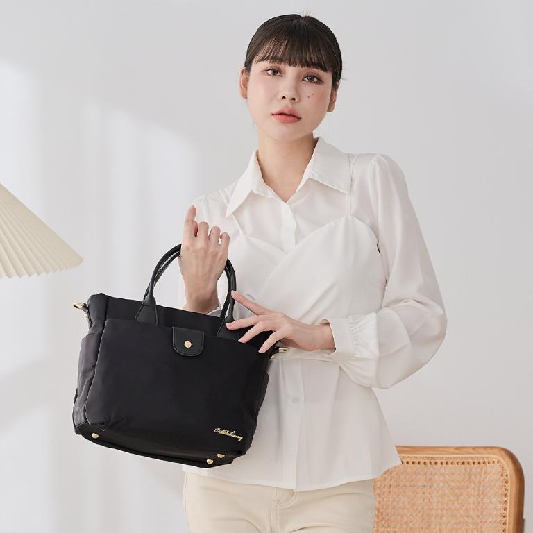 B.S.D.S冰山袋鼠 - 知性巴黎 - 優雅美學手提兩用蝙蝠包 - 經典黑【J2023-K】