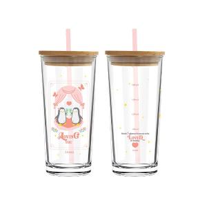Ocean 企鵝刻度玻璃杯(贈木蓋+吸管)-570ml/1入