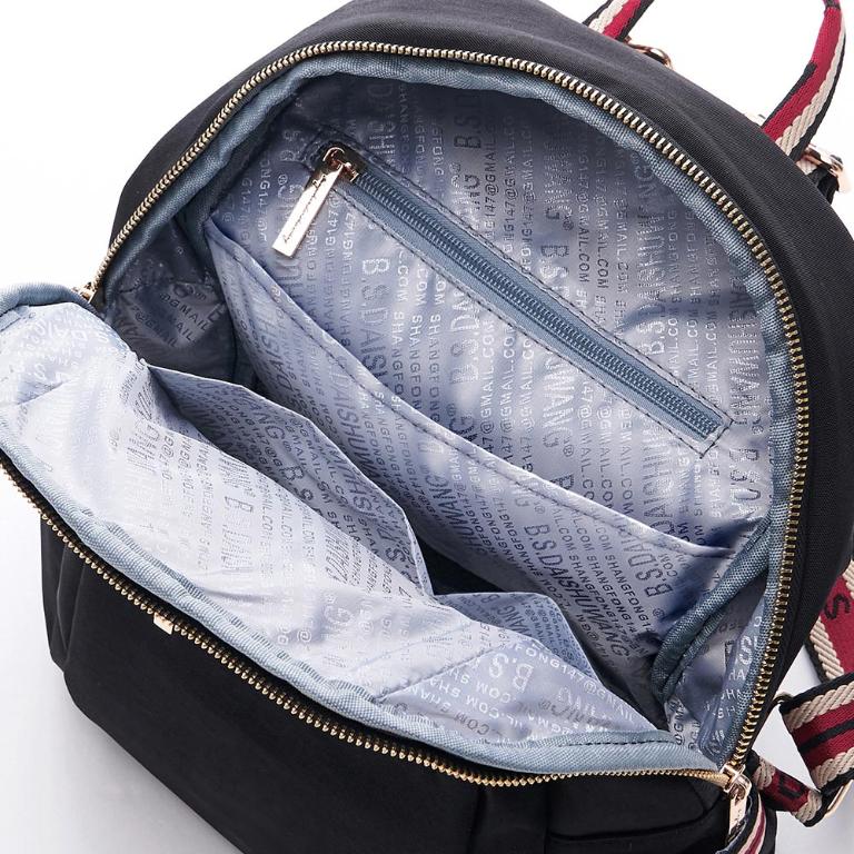 B.S.D.S冰山袋鼠 - 非常莓好 - 織帶拼接多口袋後背包 - 紅磚黑【8026-KR】