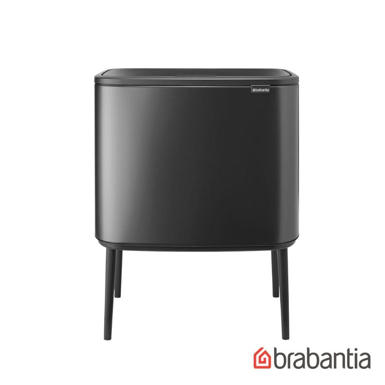 Brabantia BO系列-時尚按壓式垃圾筒11+23L-石墨灰