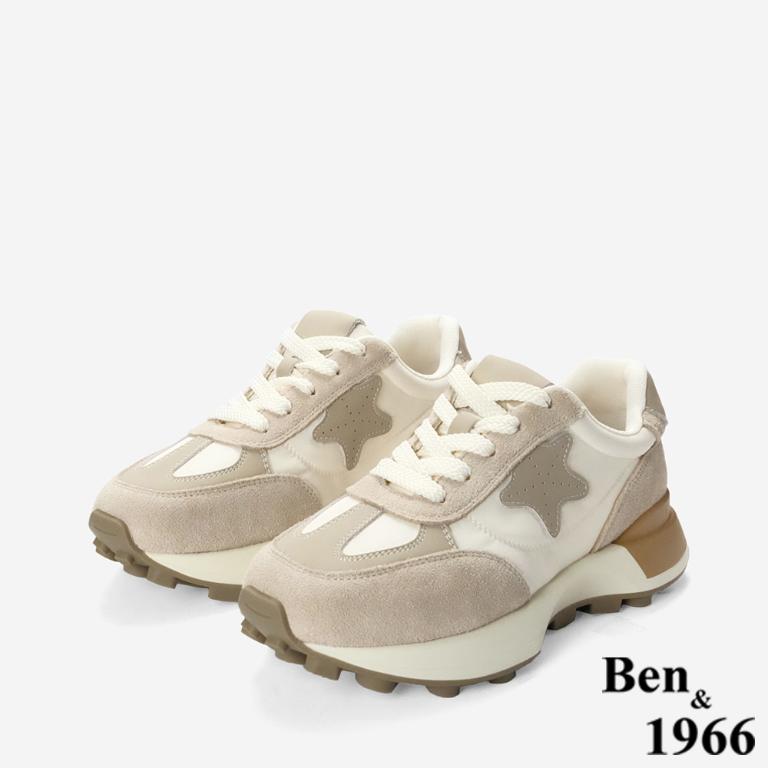 Ben&1966復古街頭風厚底Q軟休閒鞋-米白(256022)