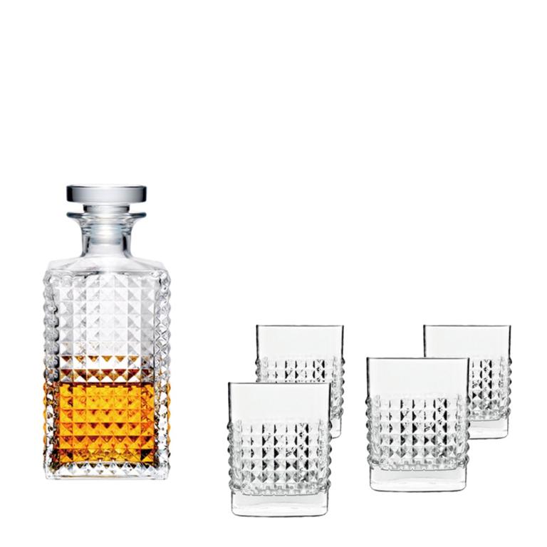 Luigi bormioli ELIXIR 無鉛水晶威士忌禮盒組(1壺4杯)/1組