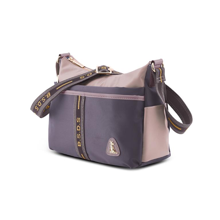 B.S.D.S冰山袋鼠 - 非常莓好 - 織帶拼接休閒輕量斜背包 - 藕紫灰【7007-GU】