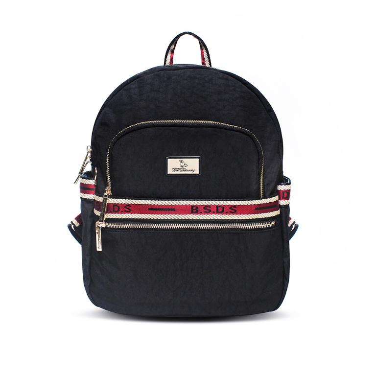 B.S.D.S冰山袋鼠 - 非常莓好 - 織帶拼接多口袋後背包 - 紅磚黑【8026-KR】