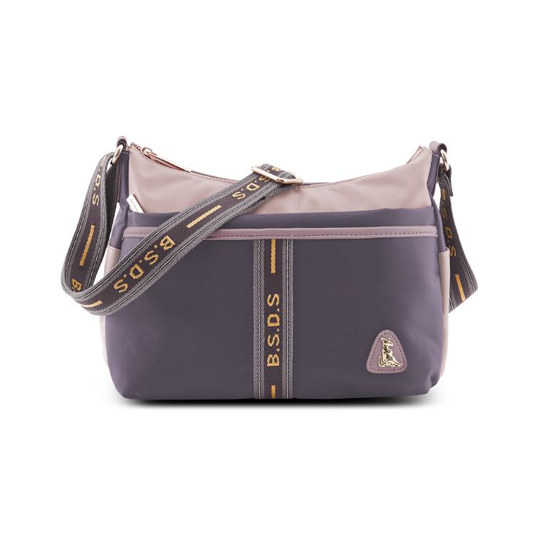 B.S.D.S冰山袋鼠 - 非常莓好 - 織帶拼接休閒輕量斜背包 - 藕紫灰【7007-GU】