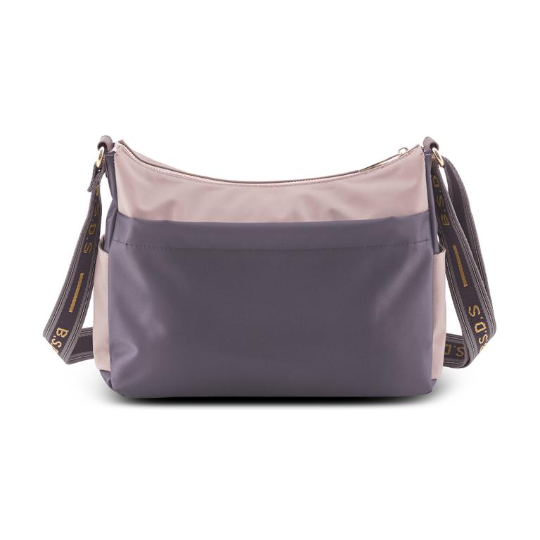 B.S.D.S冰山袋鼠 - 非常莓好 - 織帶拼接休閒輕量斜背包 - 藕紫灰【7007-GU】