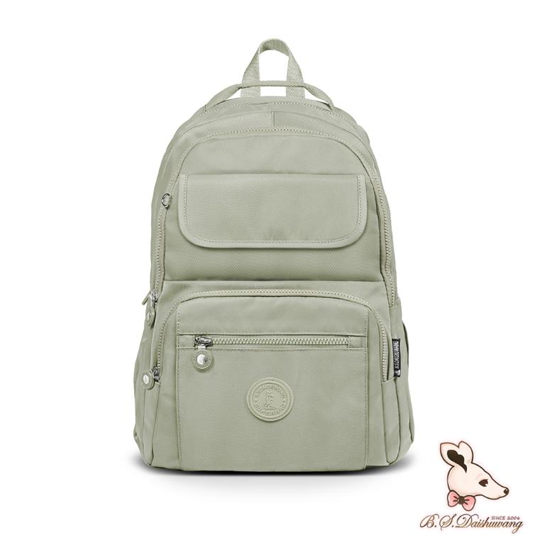 B.S.D.S冰山袋鼠 - 時光旅人 - 知性多口袋附插袋胸扣後背包 - 抹茶綠【B1252MG】