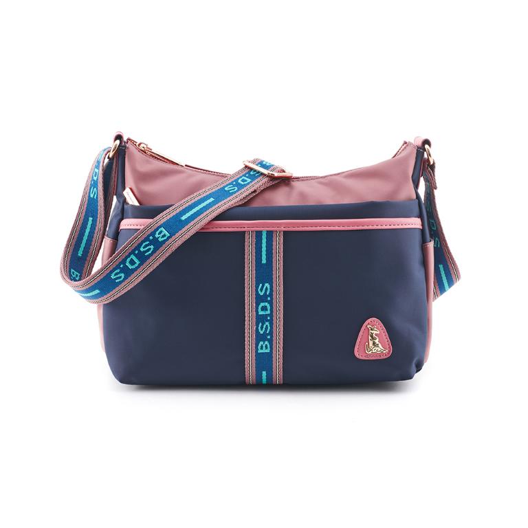 B.S.D.S冰山袋鼠 - 非常莓好 - 織帶拼接休閒輕量斜背包 - 甜粉藍【7007-BP】