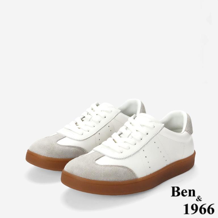 Ben&1966高級頭層牛皮舒適德訓鞋-淺灰(256112)