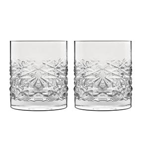 Luigi bormioli 無鉛水晶雕紋威士忌杯-380ml/2入禮盒組
