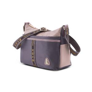 B.S.D.S冰山袋鼠 - 非常莓好 - 織帶拼接休閒輕量斜背包 - 藕紫灰【7007-GU】