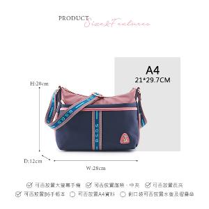 B.S.D.S冰山袋鼠 - 非常莓好 - 織帶拼接休閒輕量斜背包 - 甜粉藍【7007-BP】
