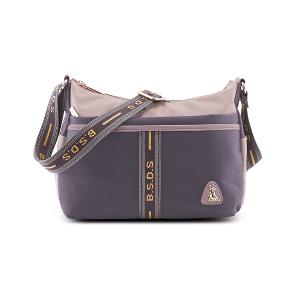 B.S.D.S冰山袋鼠 - 非常莓好 - 織帶拼接休閒輕量斜背包 - 藕紫灰【7007-GU】