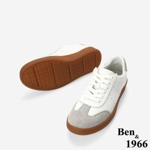 Ben&1966高級頭層牛皮舒適德訓鞋-淺灰(256112)