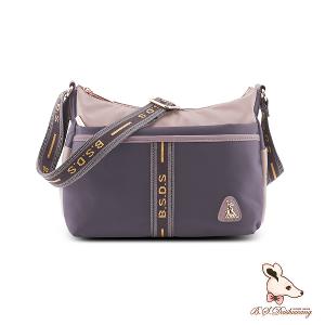 B.S.D.S冰山袋鼠 - 非常莓好 - 織帶拼接休閒輕量斜背包 - 藕紫灰【7007-GU】