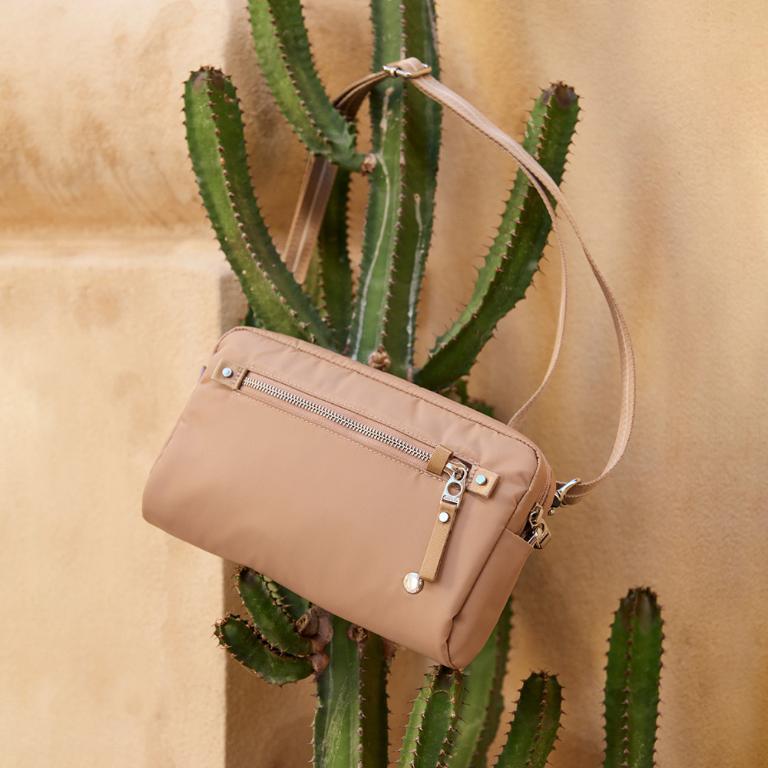 Pacsafe W 三用防盜手拿側背包1L-褐色