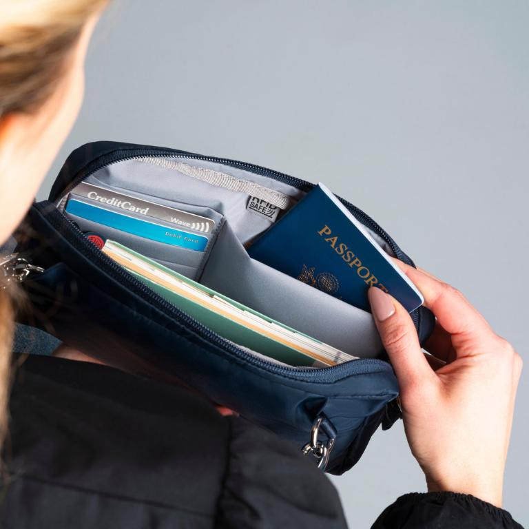 Pacsafe W 三用防盜手拿側背包1L-深藍色