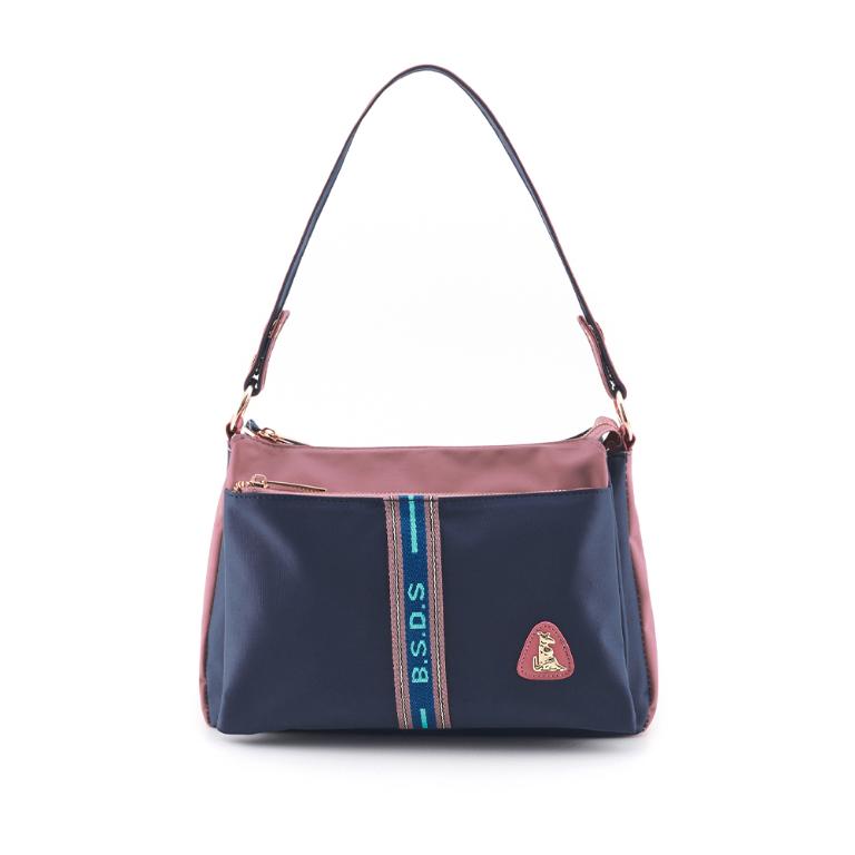 B.S.D.S冰山袋鼠 - 非常莓好 - 織帶拼接多口袋斜肩包 - 甜粉藍【7003-BP】