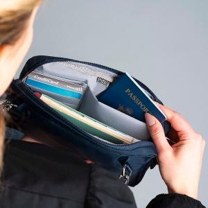 Pacsafe W 三用防盜手拿側背包1L-深藍色